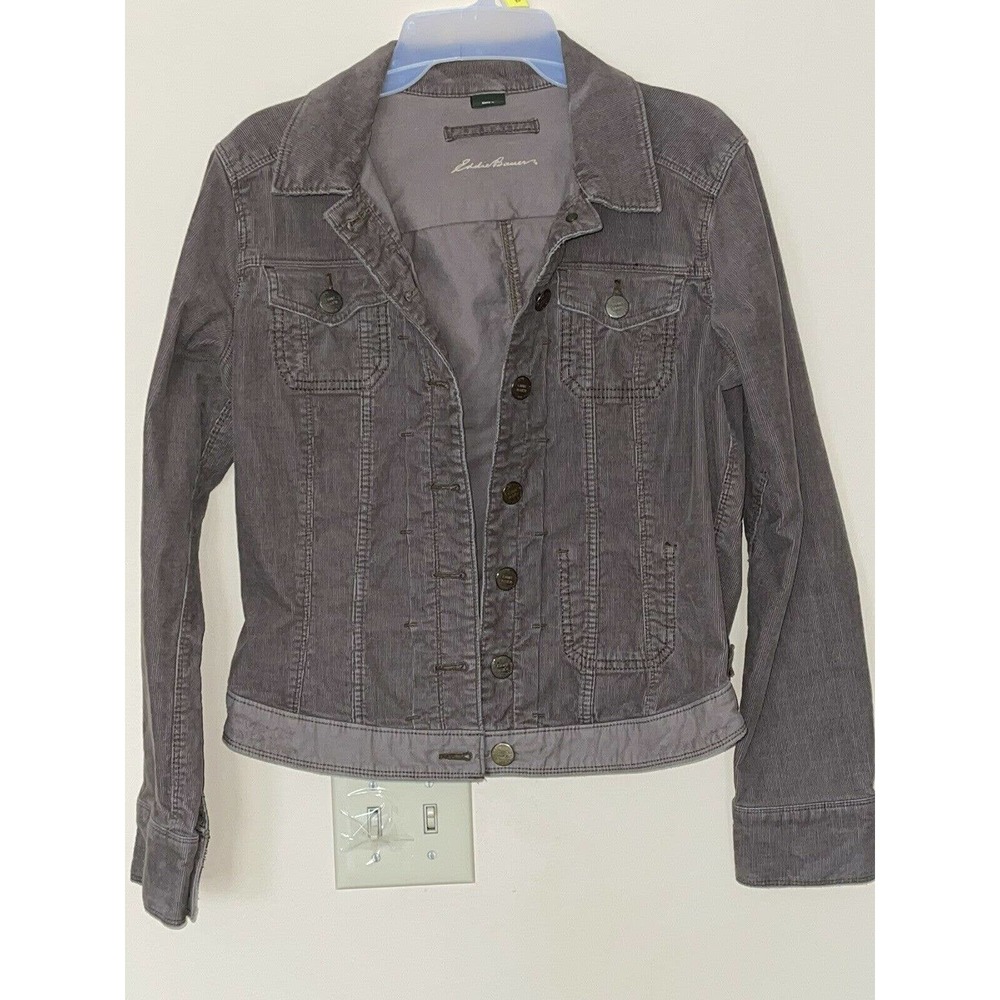 Eddie Bauer Purple Lavender‎ Corduroy Jacket Botton Up Women's Size M